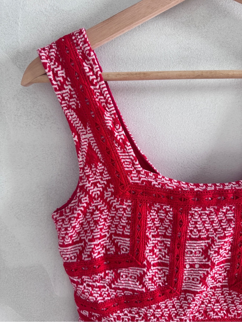 Maeve - Red and White Patterned Mini Dress - Picture 3 of 6
